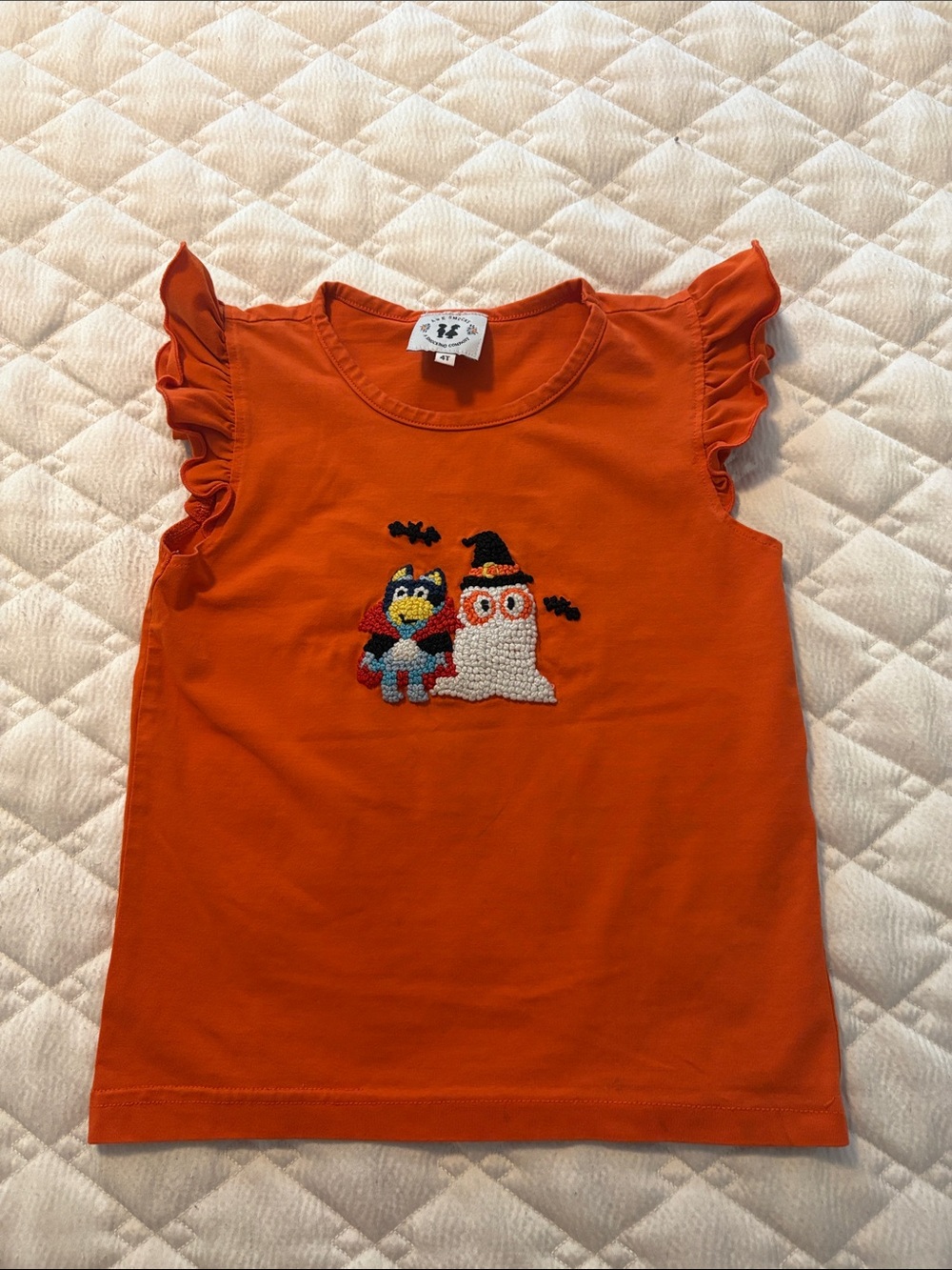 Bluey smocked 4t Orange Girls Halloween shirt